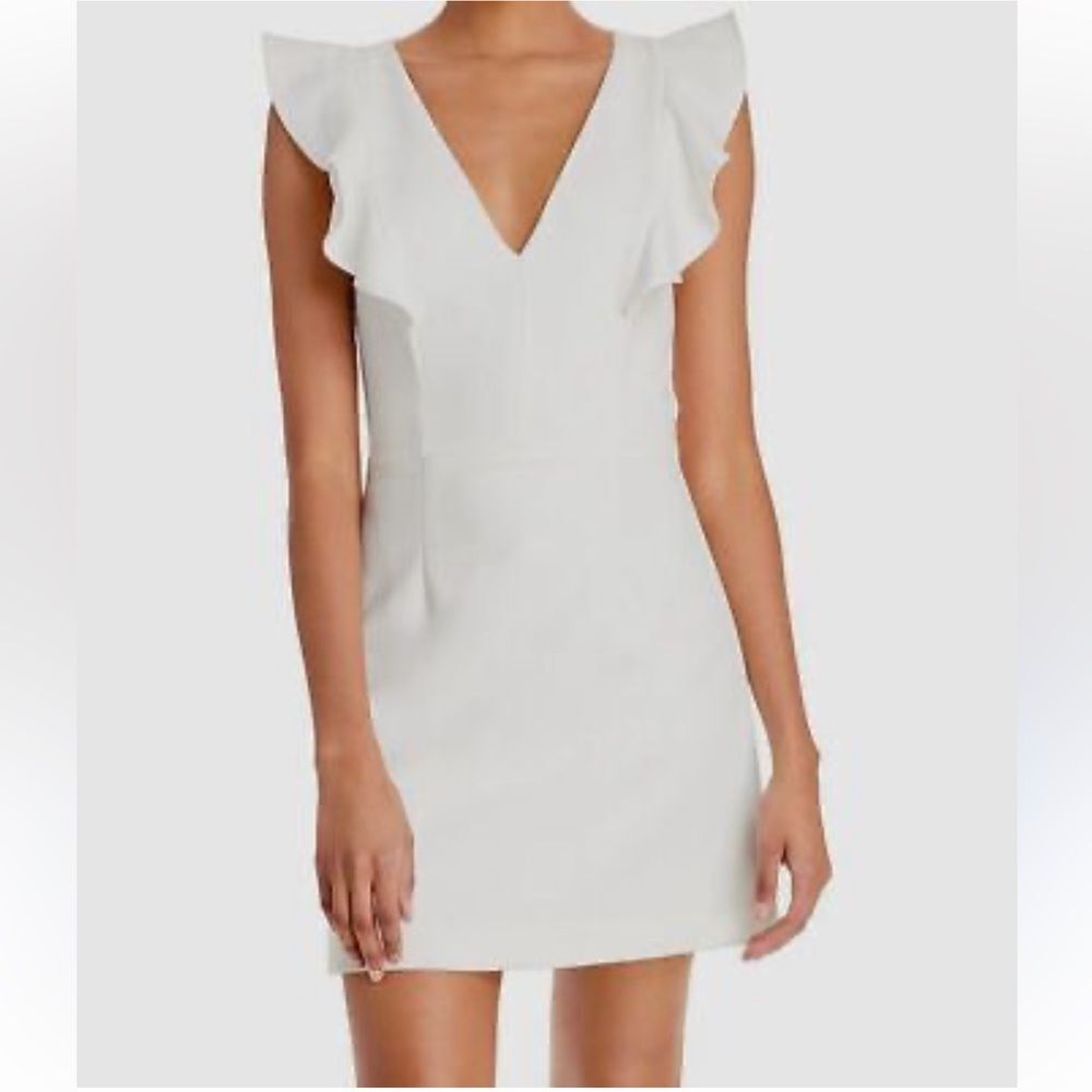 French connection white ruffle dress size 8